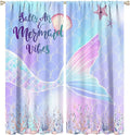 Fantasy Mermaid Curtain Colorful Rainbow Fish Tail Ocean Theme Beautiful Kids Window Treatment for Girls Bedroom Nursery Room Decor Rod Pocket Window Drapes 63x72in