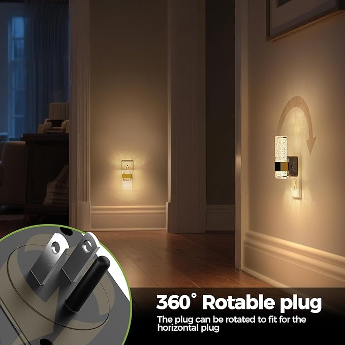 DORESshop LED Night Lights Plug Into Wall [2 Pack], 0-100LM Dimmable Nightlight, Bubble Decorative Night Light with Dusk-to-Dawn Sensor, Wall Sconce-Style Design Nightlights for Bathroom, Hallway,Gift