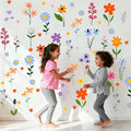 102Pcs Flower Wall Decals Peel and Stick, DIY Spring Themed Floral Wall Stickers, Removable Wildflower Spring Art for Girls Bedroom, Kids Room, Nursery, Living Room, Bathroom, Kitchen Home Wall Decor