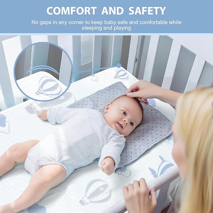 Pack and Play Mattress - 38"x26" Pack N Play Mattresses Pad with Breathable Removable Cover - Dual-Sided Memory Foam Foldable Portable Baby Crib Mattress, Balloon