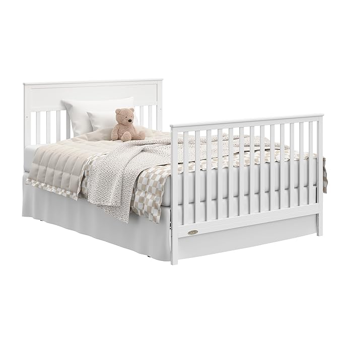 Graco Shiloh 5-in-1 Convertible Crib & Changer with Drawer (White) – GREENGUARD Gold Certified Baby Crib Crafted from Wood, Converts to Toddler Bed, Daybed, and Full-Size Bed