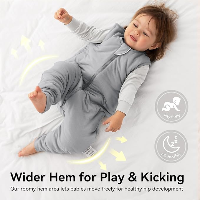 Rayon Made From Bamboo Sleep Sack 3t-4t 0.5 Tog Ultra Soft Summer Toddler Sleep Sack 36-48 Months with Feet 2-Way Zipper Lightweight Sleeping Bag Baby Wearable Blanket (2 Pack)-Green & Gray