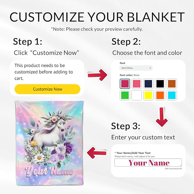 Custom Horse Gifts for Girls - Kids Blanket for Toddler, Fuzzy Flannel Aesthetic Throws Stuff for Crib, Sofa