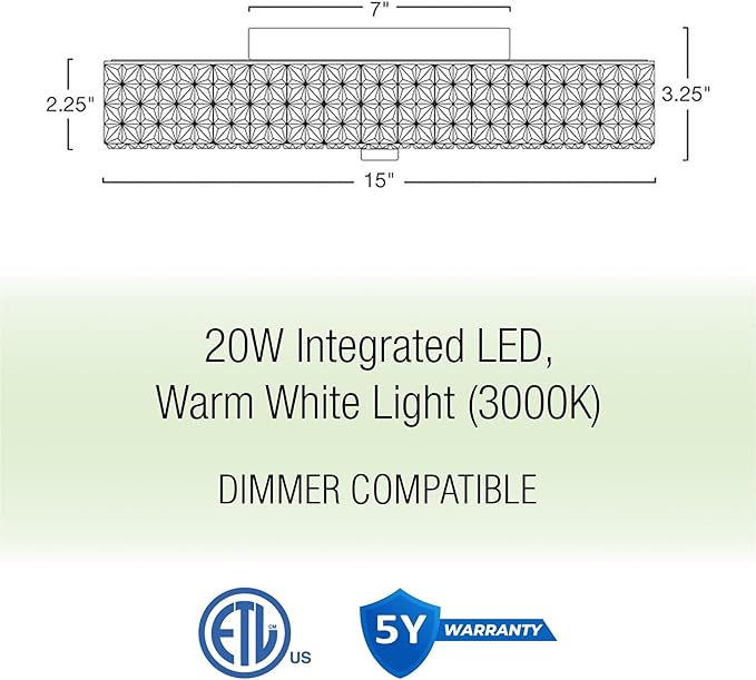 Kira Home Maxine 15" Modern Flush Mount Ceiling Light, Integrated 20W LED (120W eq.), Clear Crystal Style Shade + Round Glass Diffuser, 3000k Warm White Light, White Finish