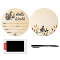 R HORSE Baby Birth Announcement Sign with Marker Pen, Mallard Duck Baby Name Sign with Ink Pad for Hand and Footprints, Wooden Hello World Newborn Announcement Nursery Decor Keepsake Gifts