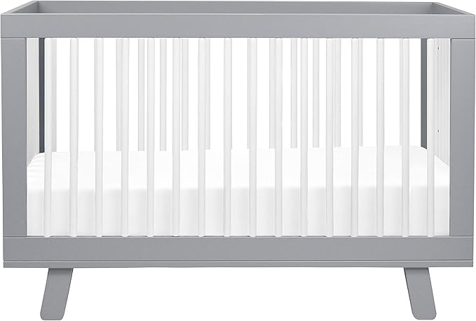 Babyletto Hudson 3-in-1 Convertible Baby Crib with Toddler Bed & Daybed Conversion - Strong, Durable & Easy to Assemble - GREENGUARD Gold Certified w/ 4 Adjustable Mattress Heights - Grey and White