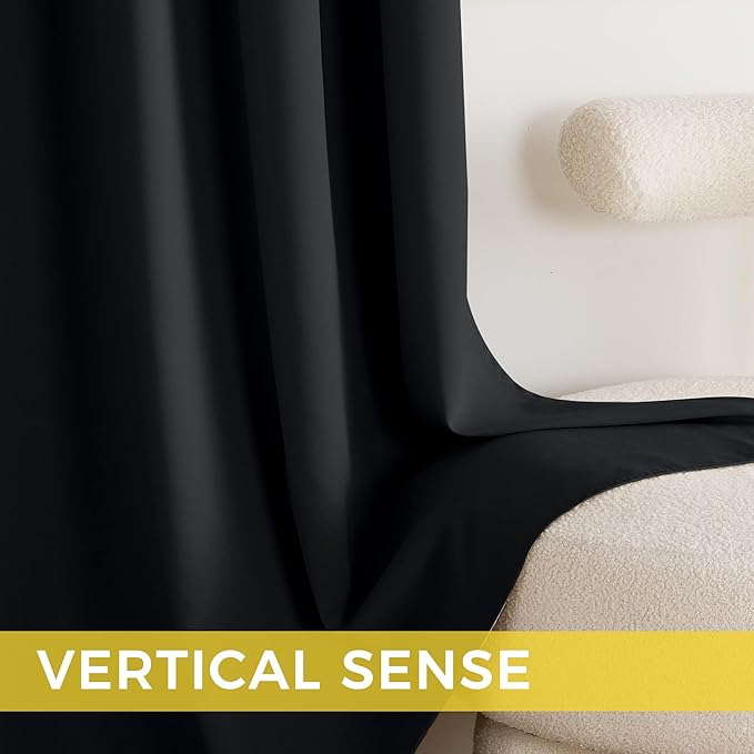 NICETOWN 100% Black Out Curtains 96 Inches Long 2 Panels for Living Room, Bedroom, Office Thermal Insulated Blackout Drapes Solid Grommet Noise Reducing Window Curtains, W40