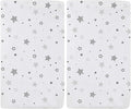 American Baby Company 100% Natural Cotton Fitted Cradle/Bassinet Sheet 36" x 18" - Soft, Breathable & Hypoallergenic Bed Sheet, Super Stars, Neutral for Boys & Girls (Pack of 2)