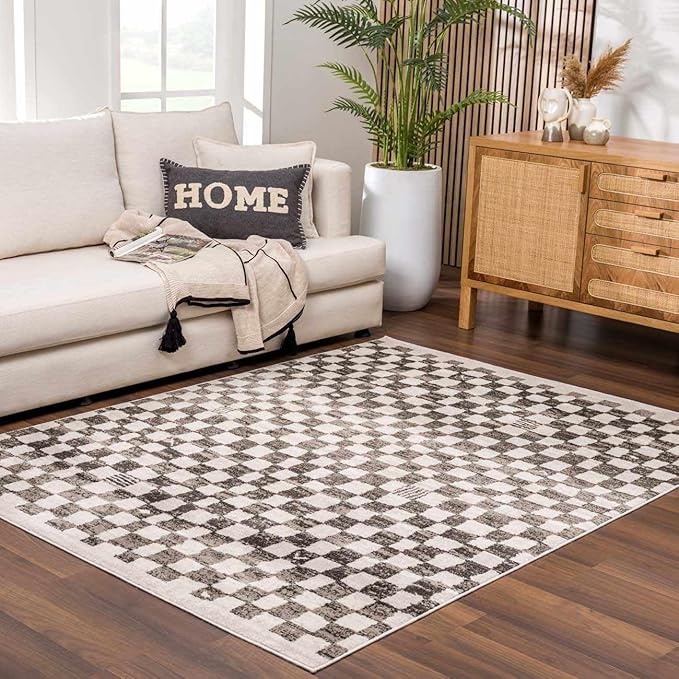Hauteloom Benjy Living Room, Bedroom Area Rug - Contemporary - Cream, Charcoal - 2' x 3'