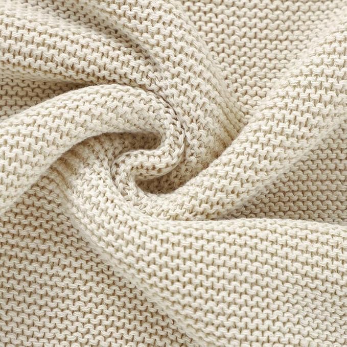 Neiwech Baby Blanket Boy Girl Cotton Knitted Soft Swaddling Receiving Baby Blankets for Newborn Toddler Crib Stroller A-Beige 30 x 40 Inch