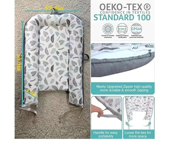 Baby Lounger Cover for Newborn 0-24 Months Soft Baby Nest Cover Organic Breathable Nest Lounger Pillow for Infants