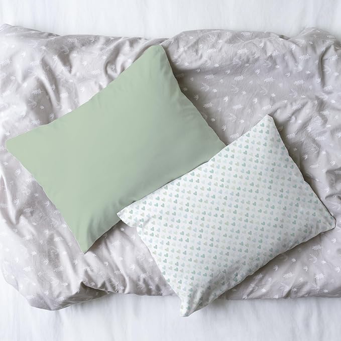 Little Sleepy Head Youth Pillow with Pillowcase 16x22, Soft Jumbo Toddler Pillow, Hypoallergenic Pillowcase - Best Kids Pillows for Sleeping, Perfect Kids Travel Pillow (Sage)