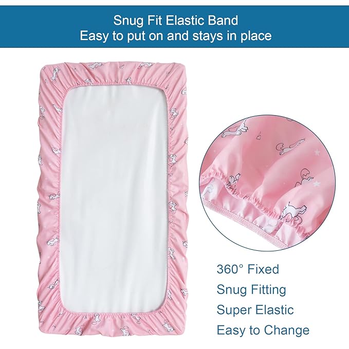 Pack and Play Sheets, Pack n Play Sheets | Mini Crib Sheets 4-Pack, Ultra Soft Pack n Play Mattresses Sheets Compatible with Graco Pack n Play, Soft and Breathable Material, Pink