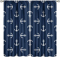Nautical Curtains,MarineThemed Oceanic Anchor Pattern Blackout Print Home Bedroom Living Room Window Treatments 2 Panel Set 72x63 Inch