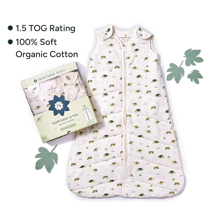 1.5 TOG Sleep Sack - Premium Organic Cotton, Soft, Breathable, Wearable Blanket for Newborns, Infants & Toddlers (12-18 Months), Unisex Baby Sleeping Bag, Gifts for Babies