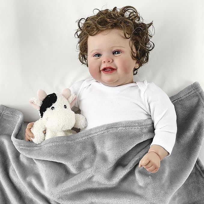 CREVENT Cozy Plush Baby Security Blanket, Loveys for Baby Girls and Boys, Birthday (Cow + Tag)