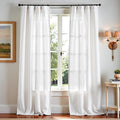 jinchan Linen Blend Curtains 108 inch Extra Long 2 Panels for Bedroom Living Room, Light Filtering 50 inch Wide Farmhouse Drapes with Rod Pocket Back Tab(50W x 108L, Off White)