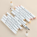 SFAIH Skin Tone Alcohol Markers Brush & Chisel - 11 Light Portrait Colors+Mixed Color 0, Blendable & Refillable Permanent Art Markers for Adults/Teen/Artists/Creators & Illustrators