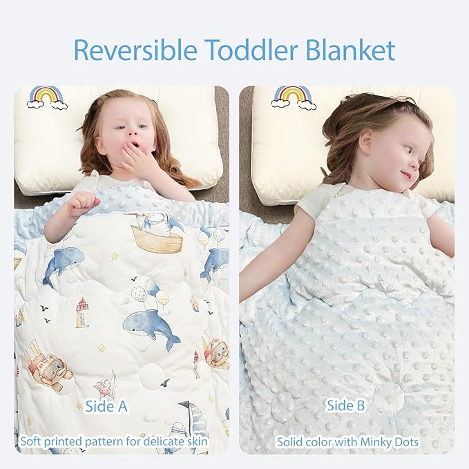 Cuite Pumpkin Baby Toddler Bed Comforter, Down Alternative Toddler Comforter All Season,Quilted Toddler Blanket for Daycare,Baby Crib Quilt for Boys and Girls,(47x 59 Blue)
