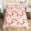 Manfei Christmas Duvet Cover Set Queen Size, Santa Claus and Reindeer Bedding Set 3pcs for Kids Girls Adult, New Year Theme Comforter Cover Soft Polyester Quilt Cover with 2 Pillowcases,No Comforter