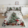 Merry Christmas Comforter Set King Size,Christmas Tree Snowflake Duvet Insert for Kids Boys Girls Room Decor,Santa Claus X'mas Theme Bedding Set 3Pcs,Star Polka Dot Glitter Quilt Set,2 Pillowcases