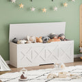 47.2" Extra-Large Wooden Storage Chest – Farmhouse Toy Box, Entryway Bench, Bedroom Storage, Safety Hinge, Easy Assembly, White