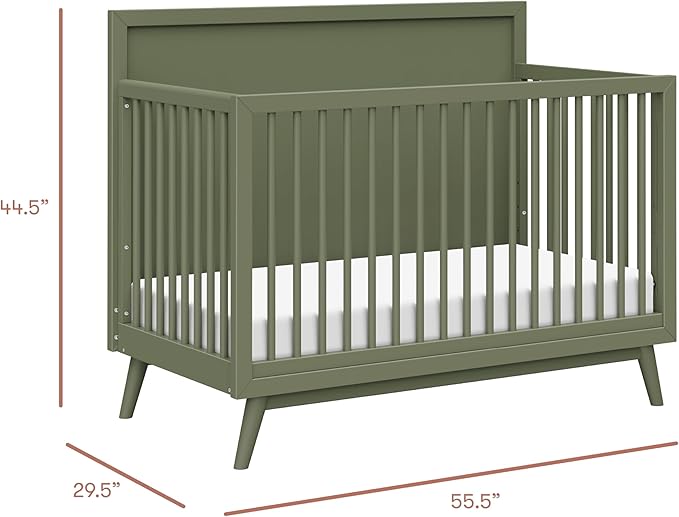 Babyletto Palma 4-in-1 Convertible Crib - GREENGUARD Gold Certified - Wooden Baby Crib Convertible to Toddler Bed, Daybed & Full-Size Baby Bed - 4 Adjustable Heights - Easy to Assemble - Olive Green