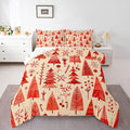 Feelyou Christmas Bedding Set Soft for Boys Girls, Xmas Tree Comforter Set Queen Size Snowflake Candy Duvet Quilt Microfiber Pine Tree Bedroom Decor 3 Pcs with 2 Pillow Cases