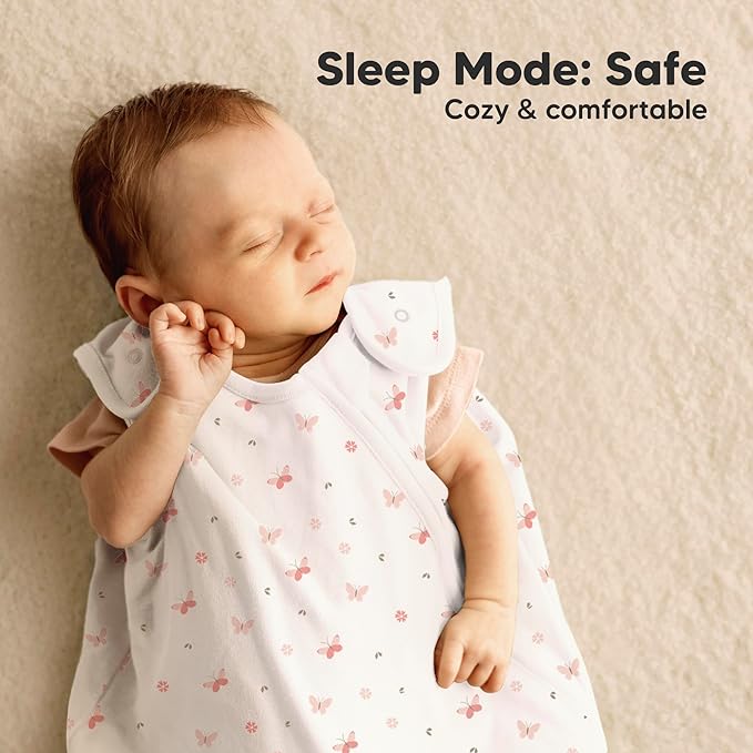 2-Pack Organic Baby Sleep Sacks, 100% Cotton - Soft & Breathable 0.5TOG Baby Wearable Blanket, Toddler Sleeping Sack 0-6 months, Easy to Wear Transitional Swaddles for Newborns, Infants(Mist Rose, S)