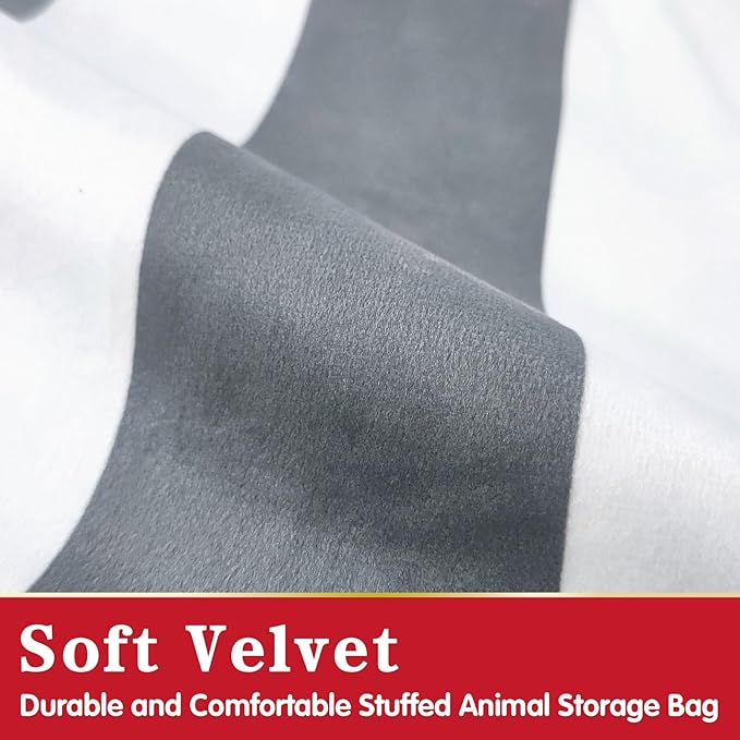 Jorbest Bean Bag Stuffed Animal Storage, Stuffed Animal Bean Bag Storage for Adults and Kids, Luxury Velvet Covers Only without Filling (Stripe White Gray, 200L/52 Gal)