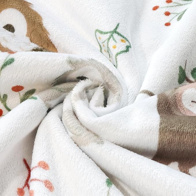 BOPRIO Baby Blankets for Unisex Boys Girls, Ultra Soft Nursery Minky Blankets with Owl Family Design and Dotted Fleece Backing, Cozy Bed Throws for Newborn Toddler Gift 30 x 40 Inch