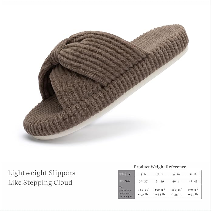 Chantomoo Slippers for Women Memory Foam House Bedroom Corduroy Bow Crossbands Slipper Shoes Comfy Trendy Gift Slippers