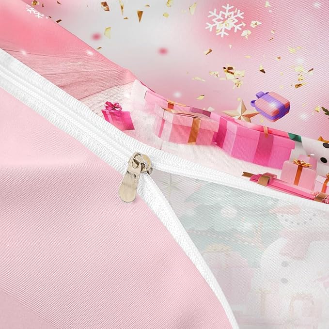 Christmas Bedding Set Kids Christmas Tree Snowman Xmas Theme Comforter Cover Set for Boys Girls Snowflake Duvet Cover Breathable Luxury Gift Boxes Bedspread Cover Room Decor Quilt Cover Queen Size