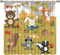 Cartoon Curtains, Jungle Animals Autumn Fun Pattern Blackout Window Treatments, Rod Pocket Thermal Insulated Drapes 2 Panel Sets for Children Boys Bedroom Nursery Classroom, 63" W X 63" L