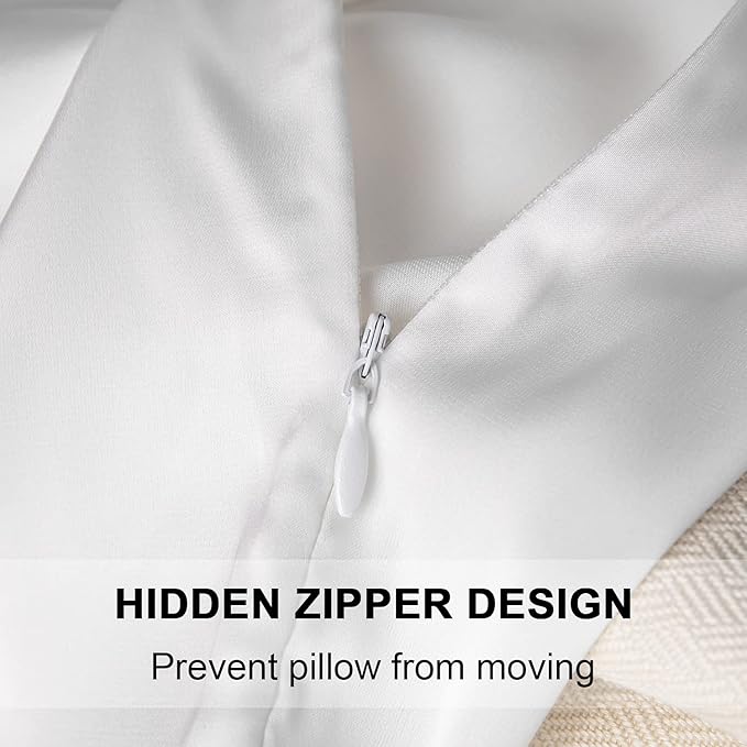Mulberry Silk Pillowcase for Hair and Skin,Standard Size Cooling Silk Pillow Case with Hidden Zipper,Allergen Proof Dual Sides Soft Breathable Smooth Silk Pillow Cover for Women(Standard,White)