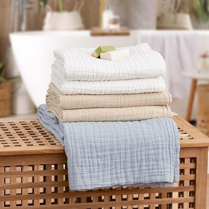 Love's cabin 6 Layer 100% Cotton Muslin Blanket, 90"x90" Muslin Blanket Queen for Couch Bed, Lightweight and Breathable Cotton Gauze for Adult, White