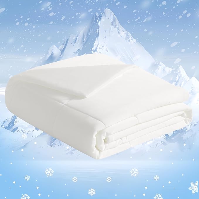 NTBAY Cooling Blanket King, 104x90 Inches - Lightweight Summer Bed Blanket for Hot Sleepers, Japanese Double-Sided Q-Max 0.45 Cooling Fabric, White