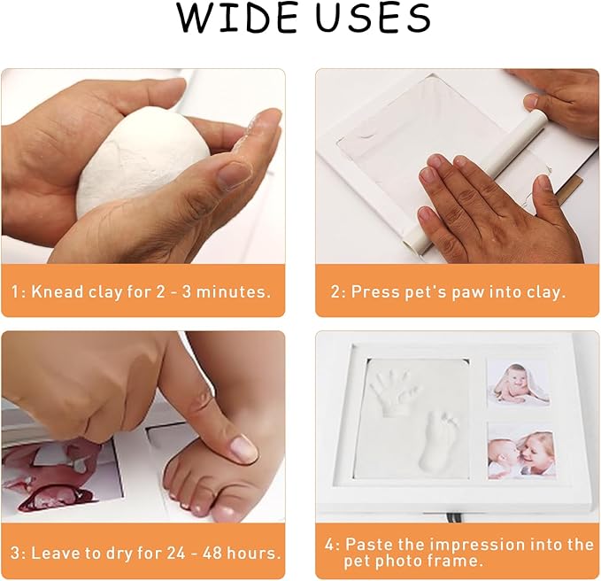 XQC Baby Hand & Footprint Kit - Quick Dry Inkless Keepsake Set with Personalized Nursery Frame, Newborn Memories for Girls and Boys - Ideal Baby Shower, Registry & First Mother's Day Gift