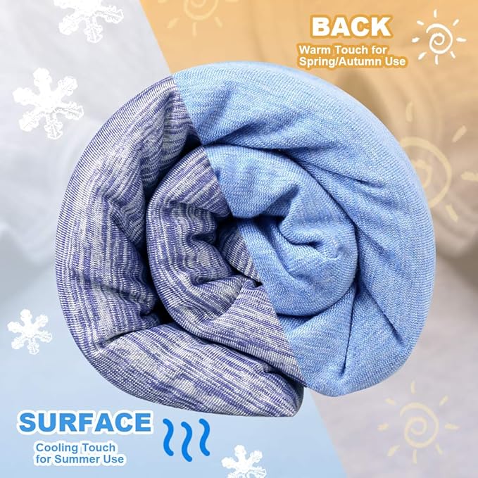Cooling Blanket Keep Cool in Hot Summer, 51 X 67in Twin or Baby Size Blanket for Adults, Children, Babies Japanese Q-Max >0.5 Technology Arc-Chill Cooling Fiber, Breathable Comfortable All-Season-Blue