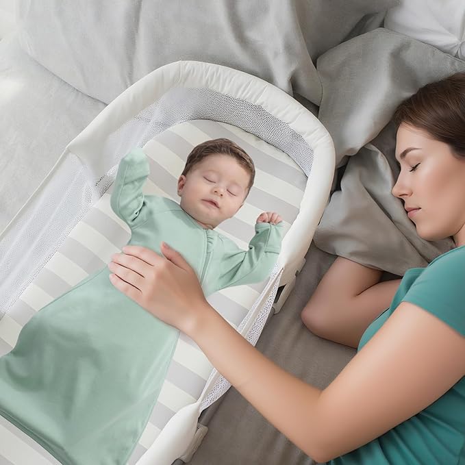 Baby Transitional Swaddle Sack Arms Up Sleeves Mitten Cuffs 2 Pack 3-6 Months, Soft Cotton Wearable Swaddling Blanket Sleeping Sacks for Newborn Babies Boys Girls Calms Startle Reflex Sleep Bag