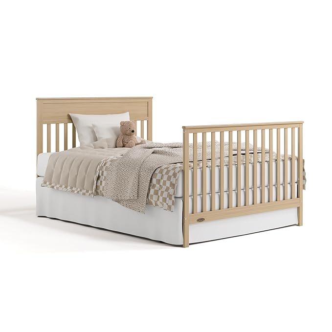 Graco Shiloh 5-in-1 Convertible Crib with Drawer – GREENGUARD Gold Certified Baby Crib Crafted from Wood, Converts to Toddler Bed, Daybed, and Full-Size Bed, Driftwood