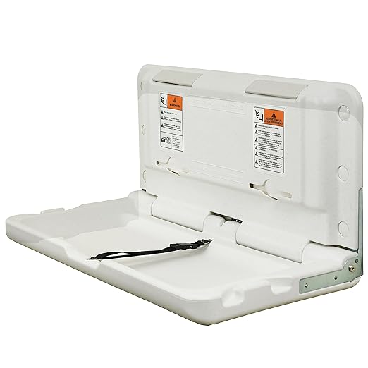 ECR4Kids Horizontal Wall-Mounted Changing Station, Baby Changer, White Granite