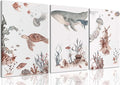 Wodkwq Ocean Nursery Decor,Nursery Wall Decor,Kids Bathroom Decor,Under The Sea,Boys Room Sea Animal Wall Art Picture Canvas Prints Set of 3,Bedroom 12x16 Inch Framed