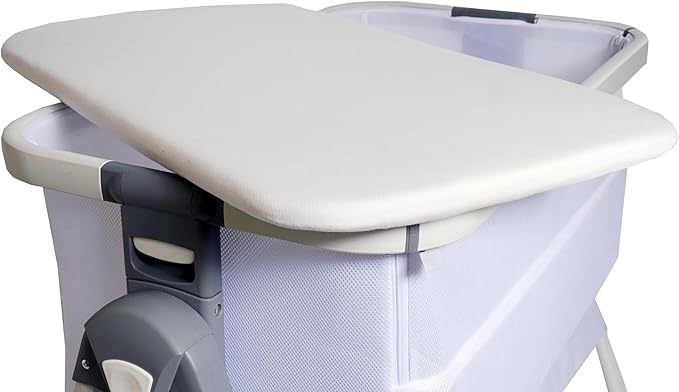 Venice Child California Dreaming Bedside Crib Bassinet w/Travel Case, Bamboo Bassinet Sheet, Removable Bamboo Compressed Cotton Mattress, Height Adjustable, Easy Clean (White)