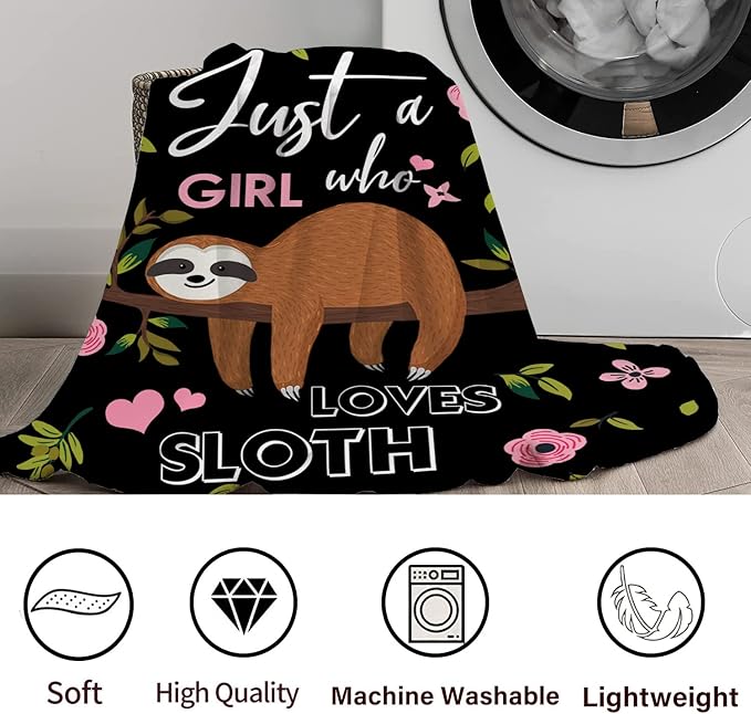 Sloth Blanket Ultra Soft Cozy Flannel Sloth Throw Blanket for Women Girls Adults Gifts 50"x40"