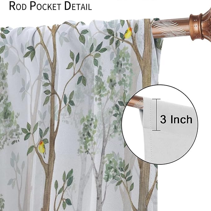 Kids Animal Curtains, Watercolor Natural Forest Animal Hedgehog Fox Butterfly Rabbits Forest Print Curtain Boys and Girl Bedrooms 63x72in
