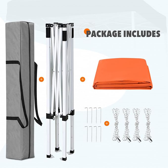 EAGLE PEAK 5x5 Pop Up Canopy Tent Instant Outdoor Canopy Easy Set-up Straight Leg Folding Shelter, Orange