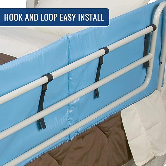 DMI Bed Rail Cover, Bed Rail Padding and Bed Bumper Pad for Elderly, Disabled or Handicapped, Rails Not included, Padded Cover Only, Blue, 60 x 15 x 0.5, 2 Count