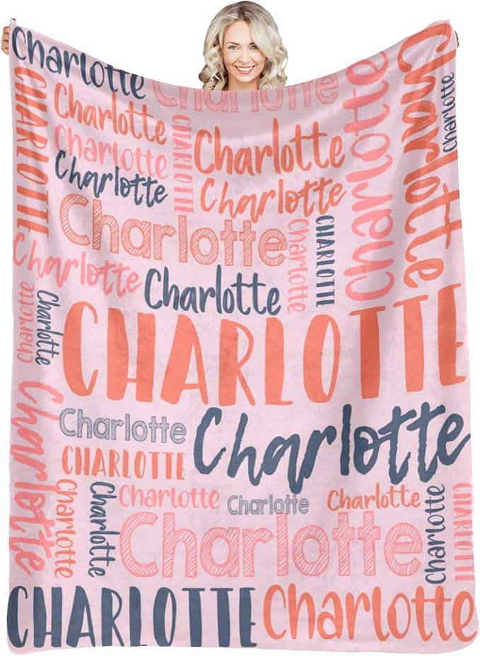 Dr.TOUGH Personalized Blankets with Name Customized Baby Blankets for Girls Boys Adults Monogrammed Blankets and Throws Christmas Birthday Mothers Fathers Valentines Day Gift (Pink,50''×60'')