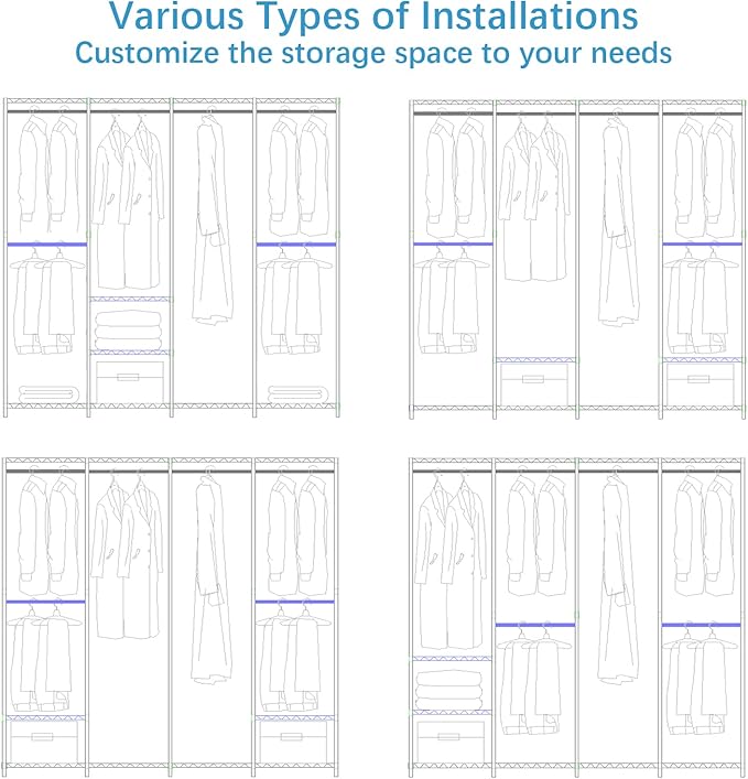 VIPEK V40C Plus Large Covered Clothes Rack for Hanging Clothes, Heavy Duty Clothing Rack Portable Wardrobe Closet White Metal Closet Rack with Black Oxford Fabric Cover, Max Load 1300lbs